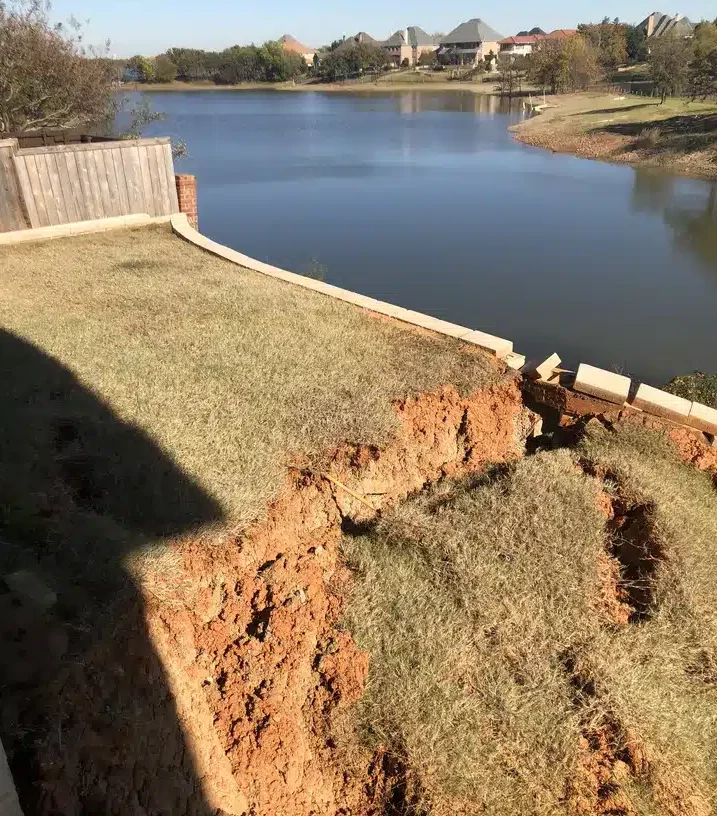 closeup of clay soil foundation failing causing house floor to start sinking