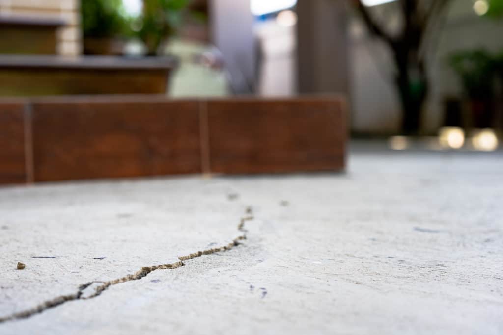 cracks in the floor from a sinking foundation